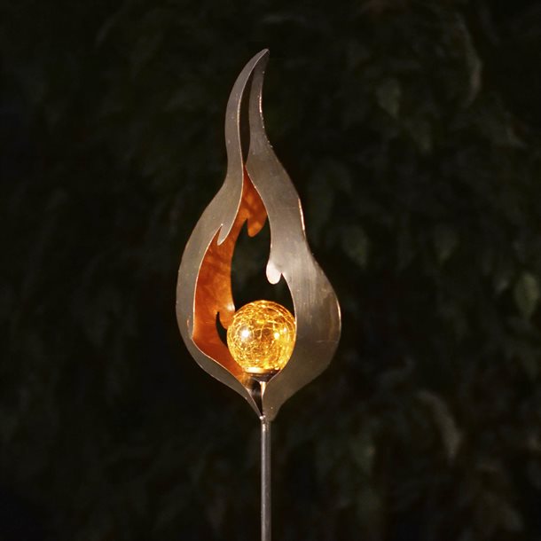 Dekorativ skulpturel solcellelampe - "Flammen" GL1004EZ