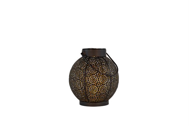 Solcelle lanterne i orientalsk design, sortmalet med gylden inderside CB739835