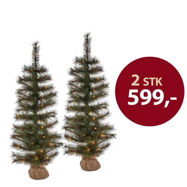 2 stk. Sirius Alvin juletræ med 40 LED-lys i varm hvid 90 cm. højt SIR51696