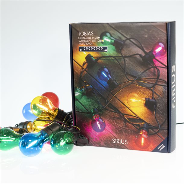 Sirius Tobias forlængersæt - lyskæde med 10 multifarvet LED-pærer 69520
