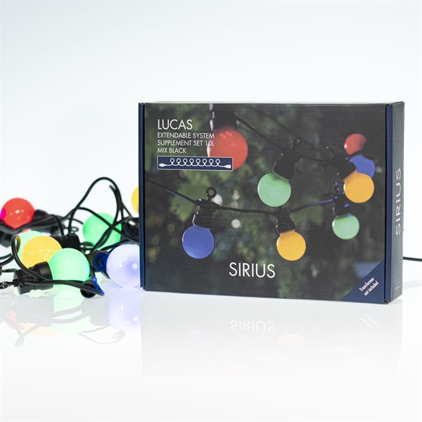 Sirius Lucas LED-lyskæde multifarvet - Forlængersæt 10 pærer 69625  