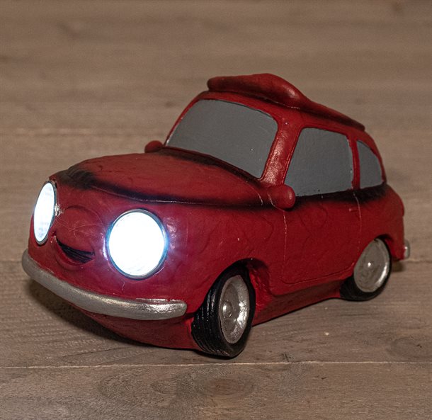 Rød solcelle bil med lysende forlygter14,5 x 9,5 x 7,5 cm med 2 LED\'er CB739138