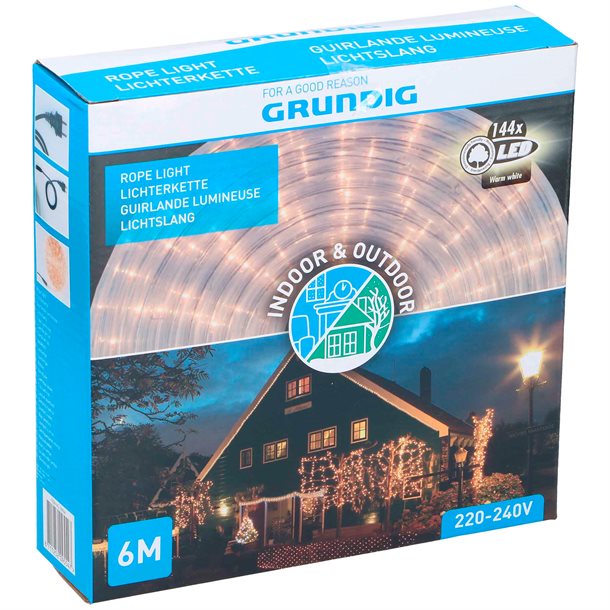 Udendørs lysslange på 6 meter med 144 LED’er fra tyske Grundig GRUN-871125209554