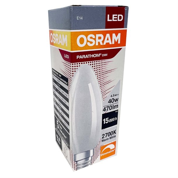 Osram LED-filament - dæmpbar hvid kertepære E14 470 lumen C10573868