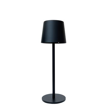 Genopladelig bordlampe med kelvin-skift, trinløst dæmpning, 27,5 cm høj, i sort farve - IP44 CB218000