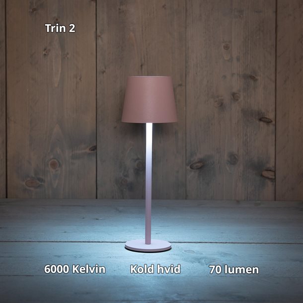 Genopladelig bordlampe med kelvin-skift, trinløst dæmpning, 27,5 cm høj, i farven gammel rosa - IP44 CB218003