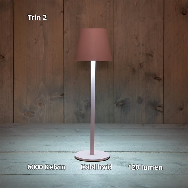 Genopladelig bordlampe med kelvin-skift, trinløst dæmpning, 36,5 cm høj, i farven gammel rosa - IP44 CB218013