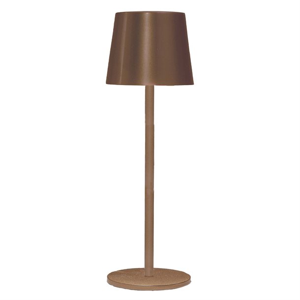 Genopladelig bordlampe med kelvin-skift, trinløst dæmpning, 36,5 cm høj, i bronze farve - IP44