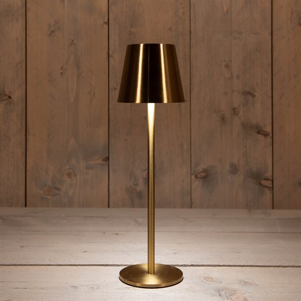 Genopladelig bordlampe med kelvin-skift, trinløst dæmpning, 36,5 cm høj, i Guld / Messing farve - IP44 CB218497