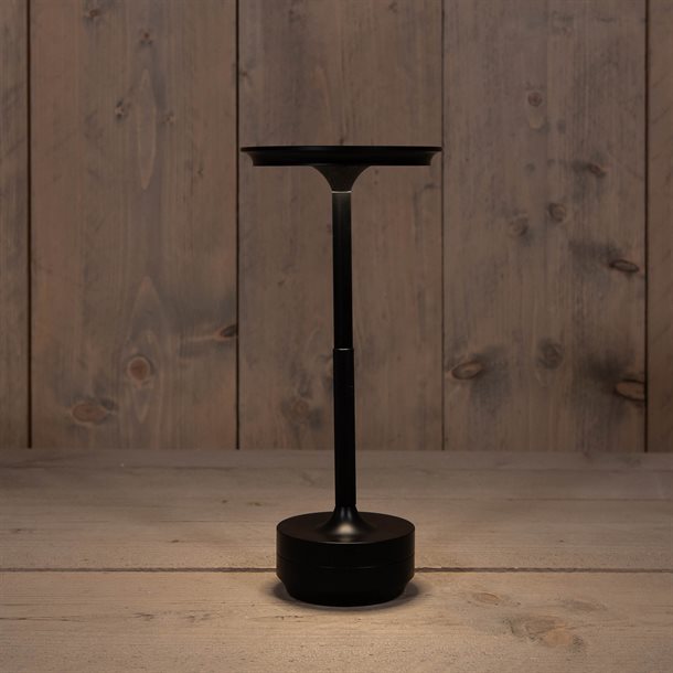 Genopladelig bordlampe med kelvin-skift, trinløst dæmpning, 28 cm høj, i matsort farve - IP44 CB218640  