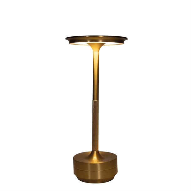 Genopladelig bordlampe med kelvin-skift, trinløst dæmpning, 28 cm høj, i guld/messing farve - IP44 CB218647