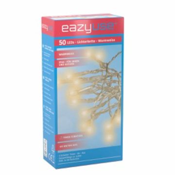 Batteridrevet lyskæde, 5,2 meter med 50 LED'er i farven varm hvid - kan bruges ude- som indendørs DL-S002EZU