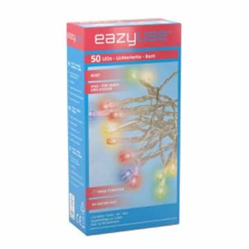 Batteridrevet lyskæde, 5,2 meter med 50 farvede LED'er - kan bruges ude- som indendørs DL-S003EZU