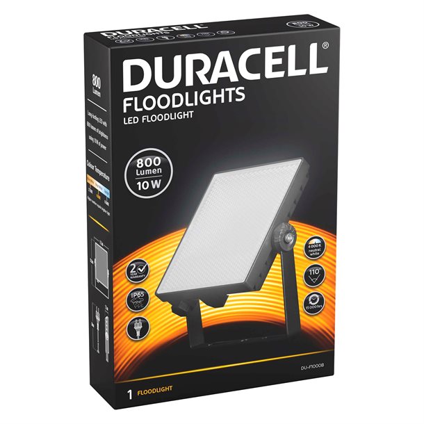 DURACELL LED projektør 10W med 800 lumen uden sensor DU-F1000B  