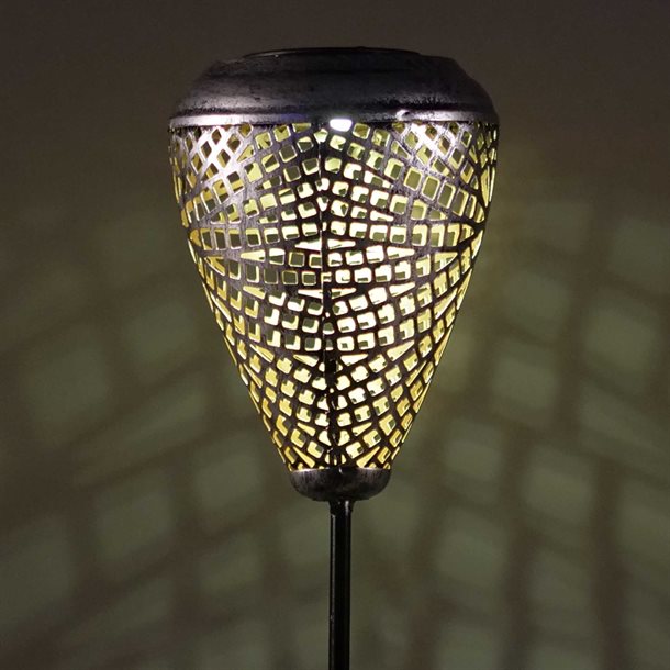 Solcellelampe med orientalsk mønster i antik sølvfarve – Bahia EZ-SO-004