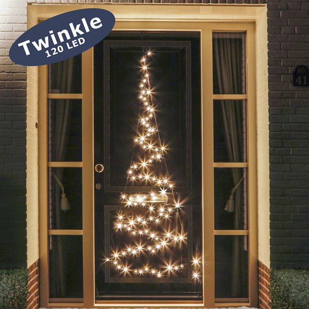 Fairybell LED juletræ til dør 2,10 meter og med 120 LED\'er i varm hvid med twinkle #FANL-D210-120-03-EU