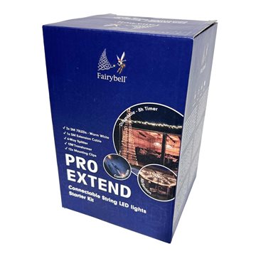 Fairybell lyskæde startsæt med 2 x 5 meter 140 LED'er i varm hvid med timer og lysdæmper