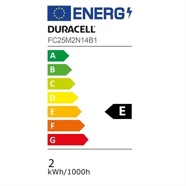 Duracell® LED filament - hvid kerte pære E14 med 250 lumen - FC25M2N14B1