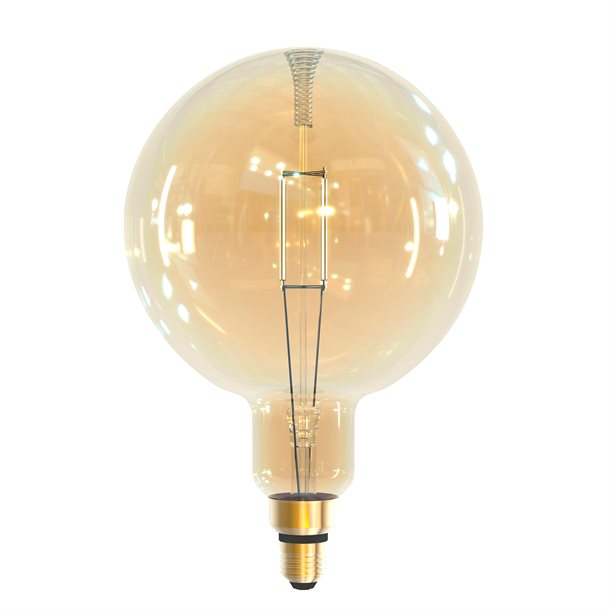 Kæmpe dekorativ led-pære som en stor glødepære i gylden farvet glas - på 350 lumen Ø 200 FGG35G2N27C1M