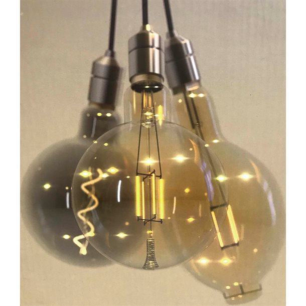 Kæmpe dekorativ led-pære som en stor glødepære i gylden farvet glas BT 180 Filament - 350 lumen FGB35G2N27C1M