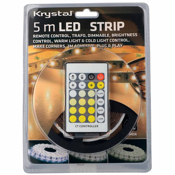 LED-bånd i hvide farver med temperaturskift og fjernbetjening - 5 meter Fro016200  