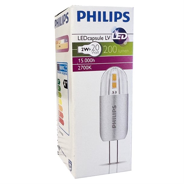 Philips G4 LED stiftpære på 2 watt 200 lumen - 12 Volt324164868101