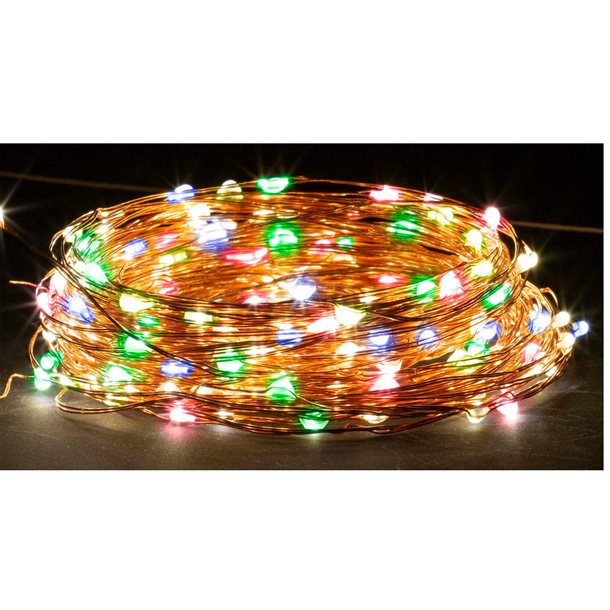 Solcelle lyskæde på 10 meter med 100 flotte dekorative LED pærer i RGB farver GL084EZ