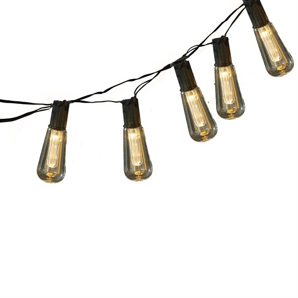 Solcelle lyskæde til parasol med 10 dekorative små "Edison" LED pærer i varm hvid farve GL085EZ