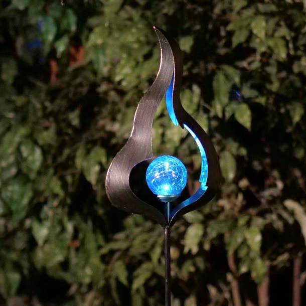 Dekorativ skulpturel solcellelampe - Flammen blå GL1008EZ