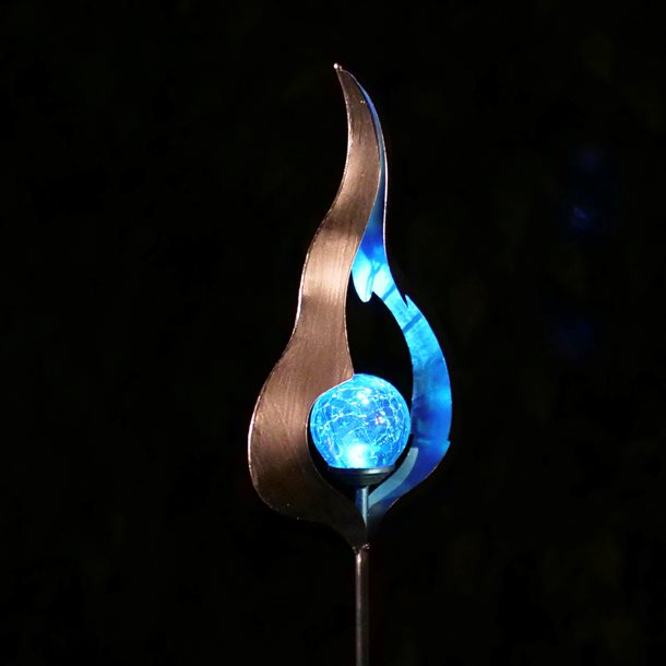 Dekorativ skulpturel solcellelampe - Flammen blå GL1008EZ