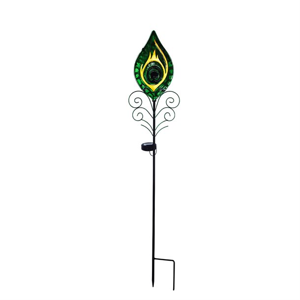 Påfugleøjet i farven grøn – Ricardo en dekorativ solcellelampe fra eZsolar GL1021EZ