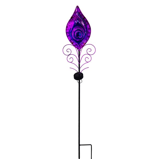 Påfugleøjet i farven lilla – Fortuna en dekorativ solcellelampe fra eZsolar GL1022EZ