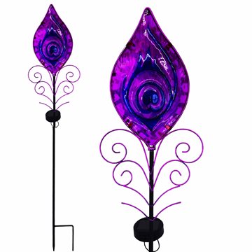 Påfugleøjet i farven lilla – Fortuna en dekorativ solcellelampe fra eZsolar GL1022EZ
