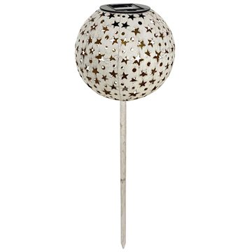 Kugleformet solcellelampe i hvidmalet metal med ornamentalsk stjerne mønster – "Stella" GL1027EZ 