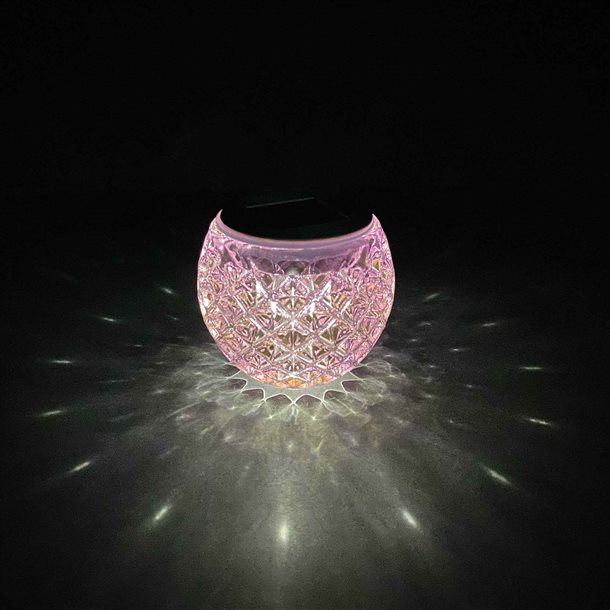 Solcelle glaskugle med lyserødt glas fra eZsolar GL1036EZ