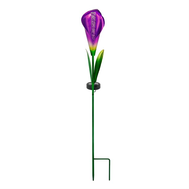 Calla lilje i farven lilla - en solcelle blomsterlampe med lysene luftbobler fra eZsolar GL1050EZ