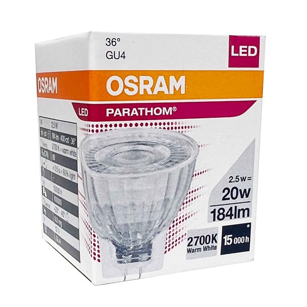 Osram LED GU4 glas spot med 184 lumen - (svarer til 20W) - 12 volt C10522240  