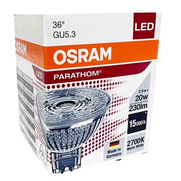 Osram LED GU5.3 glas spot med 230 lumen - (svarer til 20W) - 12 volt GU53230lum