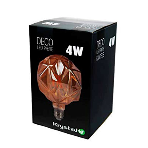 4W Dekorativ globe 95 i vintage kubistisk design - Filament LED pære 360-400 lumen KRY011180