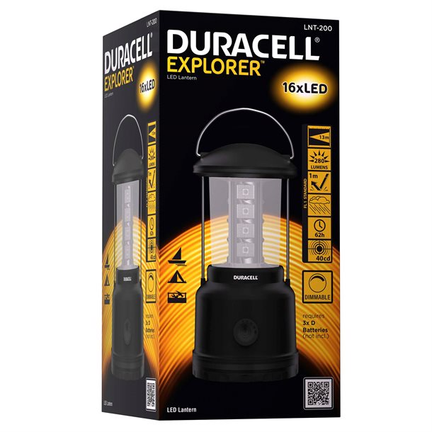 Duracell Explorer - stor camping lanterne på 280 lumen - med trinløs lysdæmper LNT-200