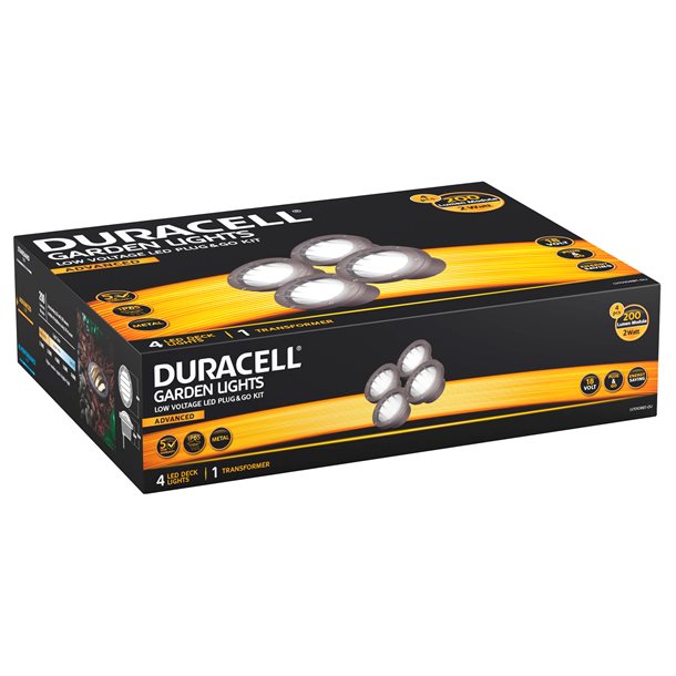 DURACELL startpakke med 4 jordspots inklusiv transformator LV701ORBT-DU  