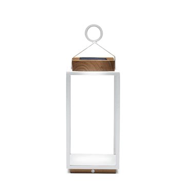 Coco hybrid lanterne fra SUNS til sol og strøm i teak og hvidmalet aluminium - str. medium SUN1700241482126110  