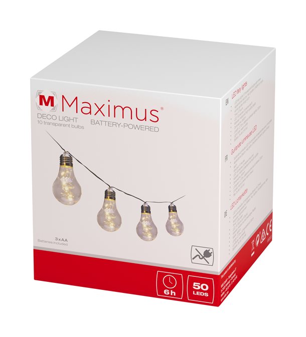 Maximus lyskæde med 10 dekorative LED pærer 
