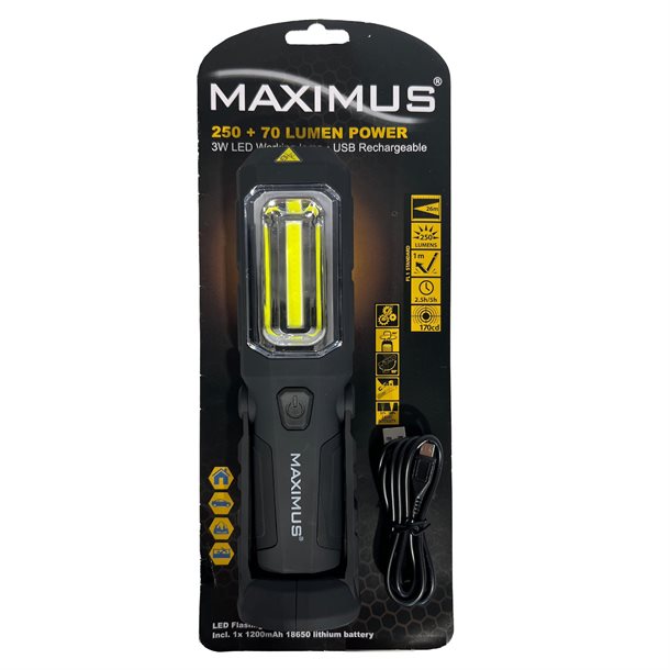 MAXIMUS Genopladelig arbejdslampe 250 lumen M-WKL-011