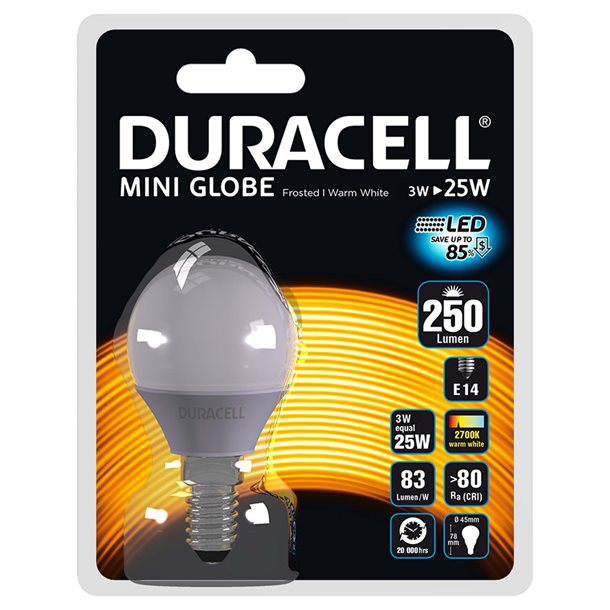 Duracell® LED-krone - hvid E14 250 lumen - (svarer til 25W) M25F2N14B1