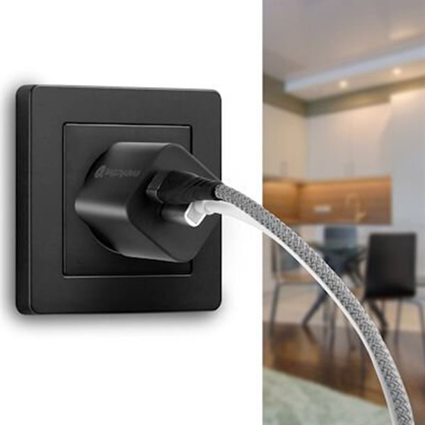 Intelligent USB hurtigoplader på 30 W på 2 x 3A - med 2 output 1 USB-A og 1 USB-C SC-390QB  