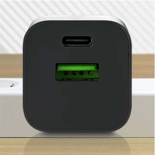 Intelligent USB hurtigoplader på 30 W på 2 x 3A - med 2 output 1 USB-A og 1 USB-C SC-390QB  