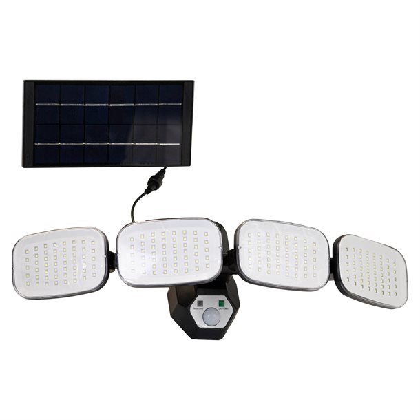 Sensorstyret solcelle spot med fire justerbare vinger på 750 lumen - Sort inkl. fjernbetjening SL025EZ