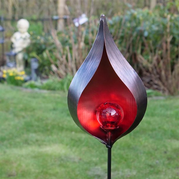 Dekorativ skulpturel solcellelampe - Rød Calla VINTAGE-3EZ