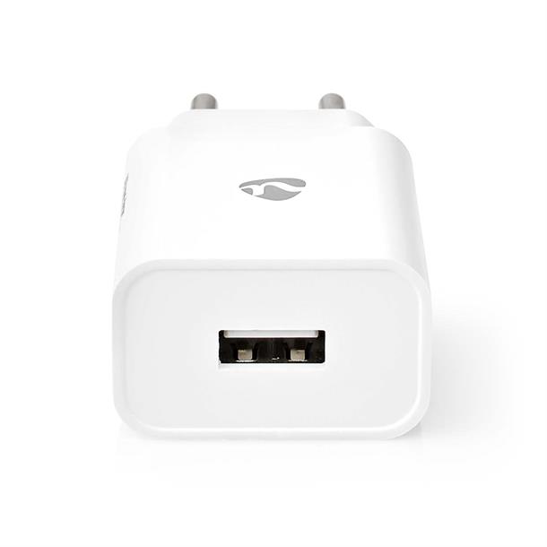 USB-oplader fra Nedis på 12 W med 1 udgang på 2,4 A udgang via USB-A WCHAU242AWT